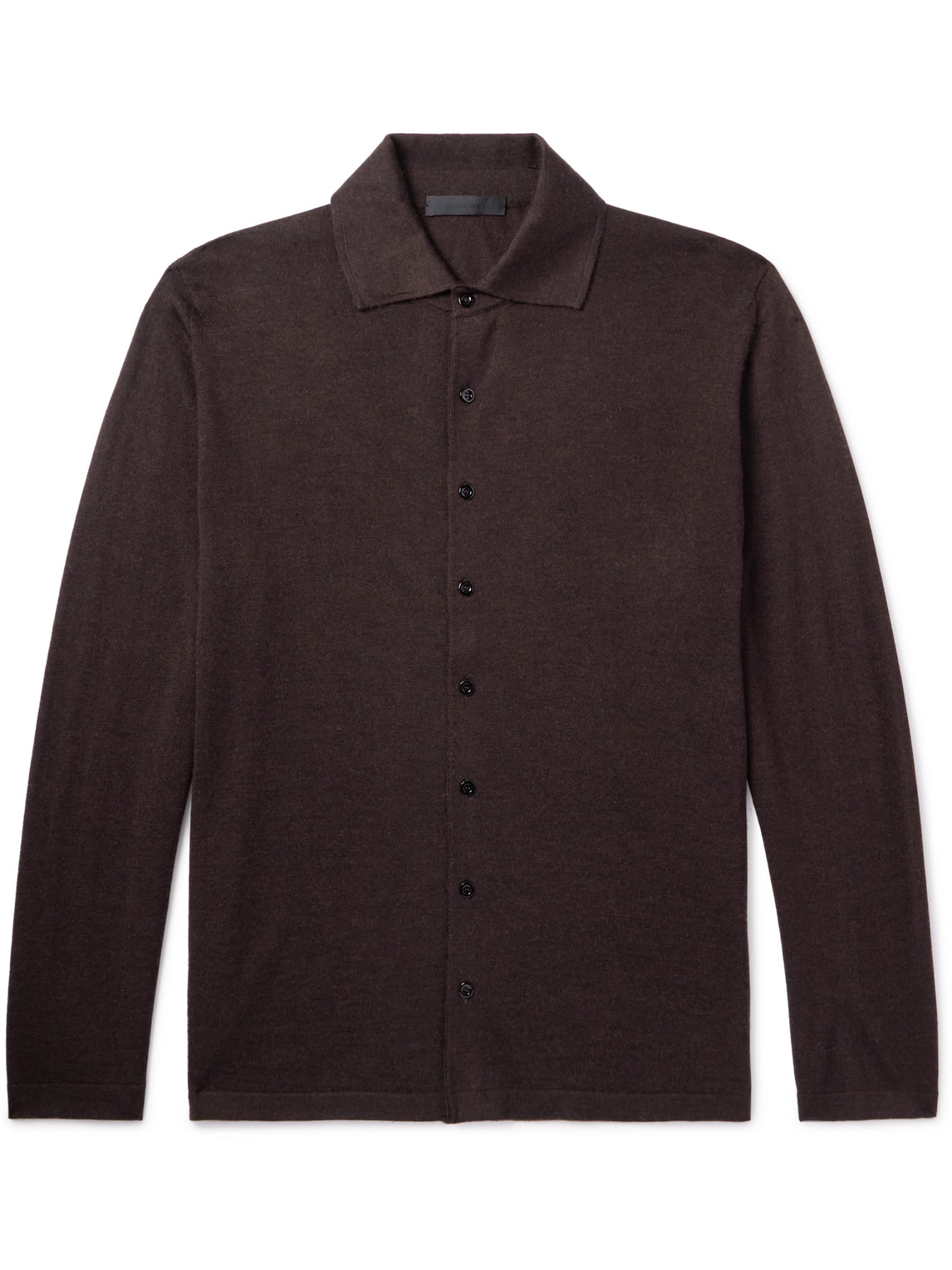 Saman Amel Carlo Cashmere And Silk-blend Shirt In Brown