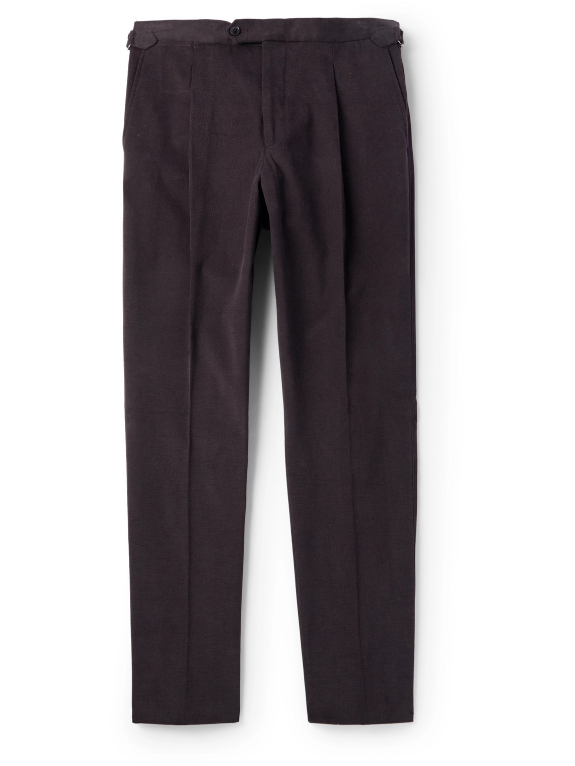 Saman Amel Slim-fit Pleated Cotton And Linen-blend Twill Suit Trousers In Brown