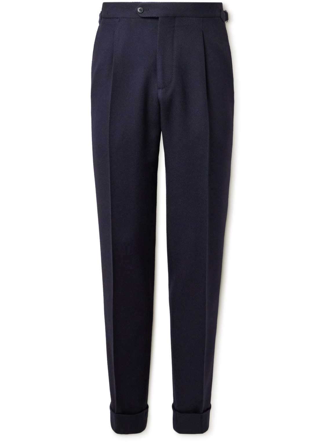 Straight-Leg Pleated Wool Suit Trousers
