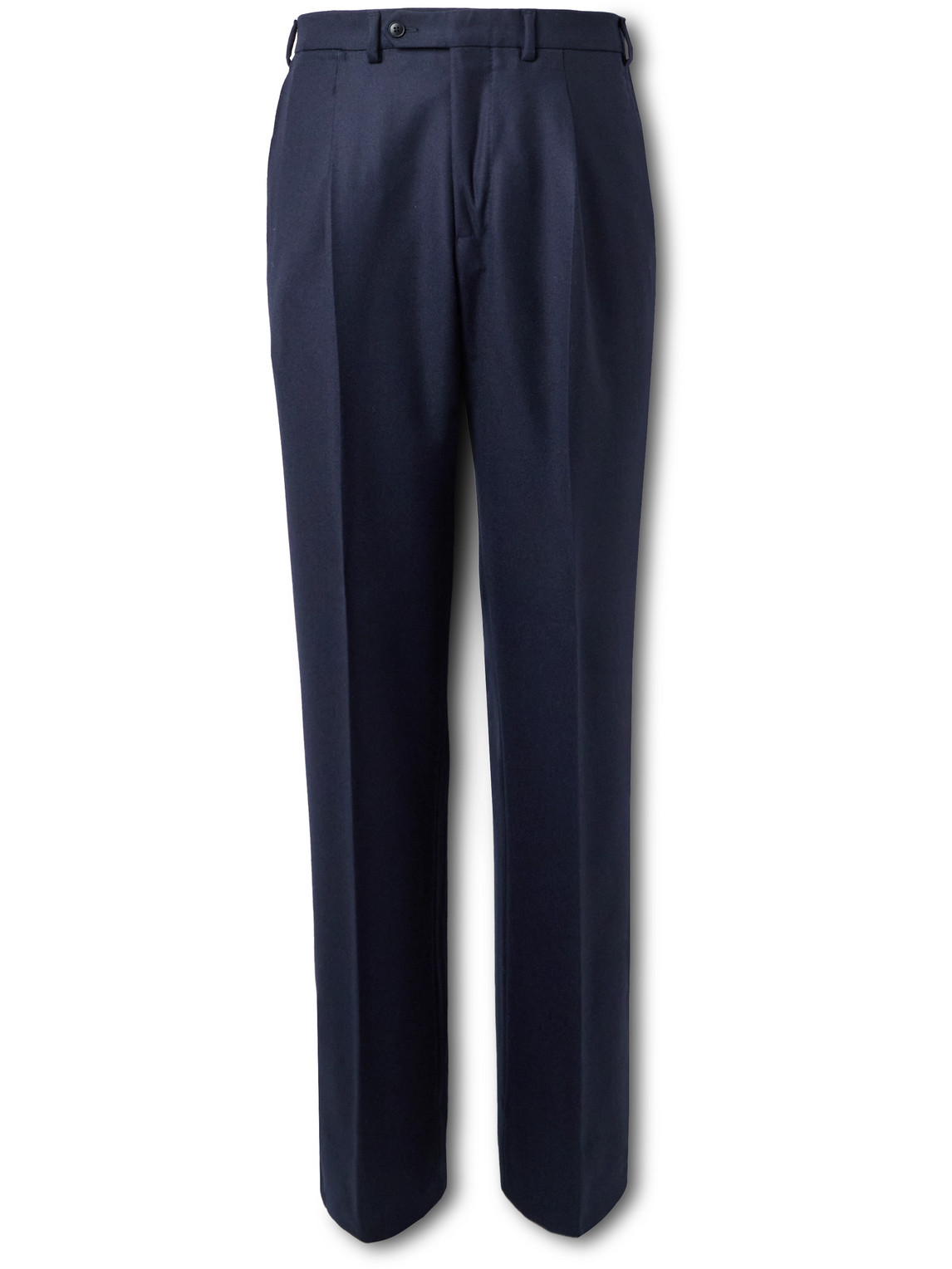 Saman Amel Amo Wide-leg Pleated Cotton-blend Trousers In Blue