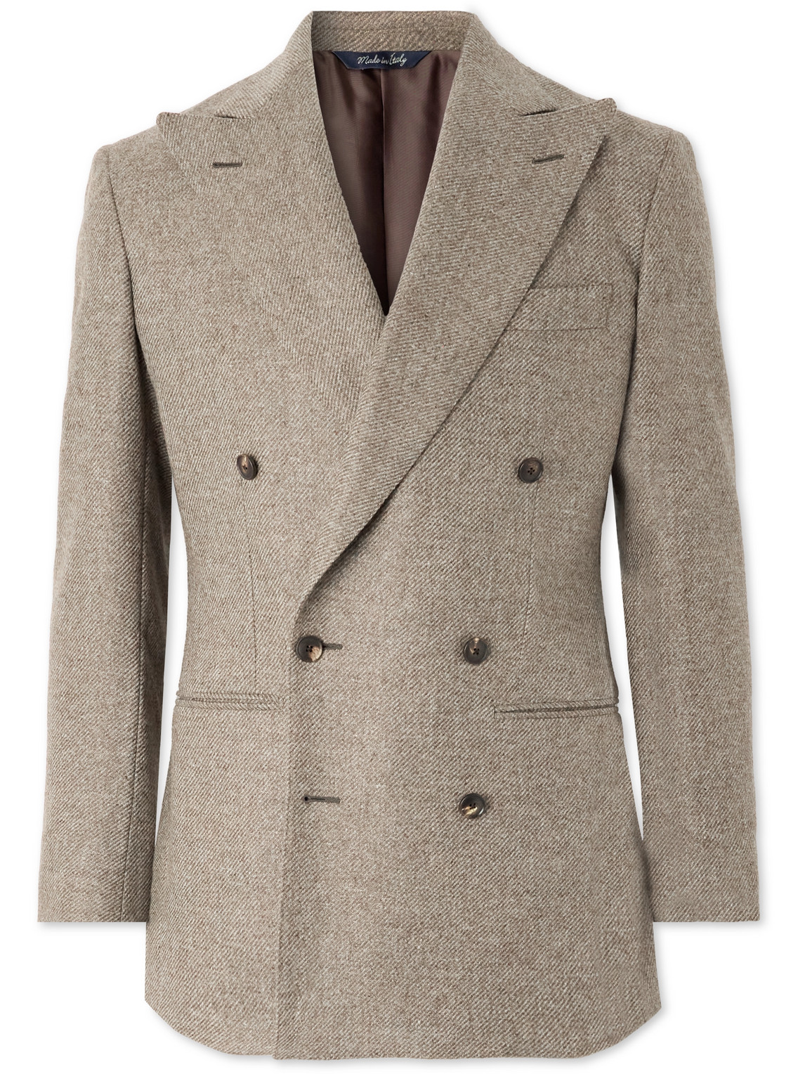 Saman Amel Slim-fit Double-breasted Wool-hopsack Blazer In Neutrals