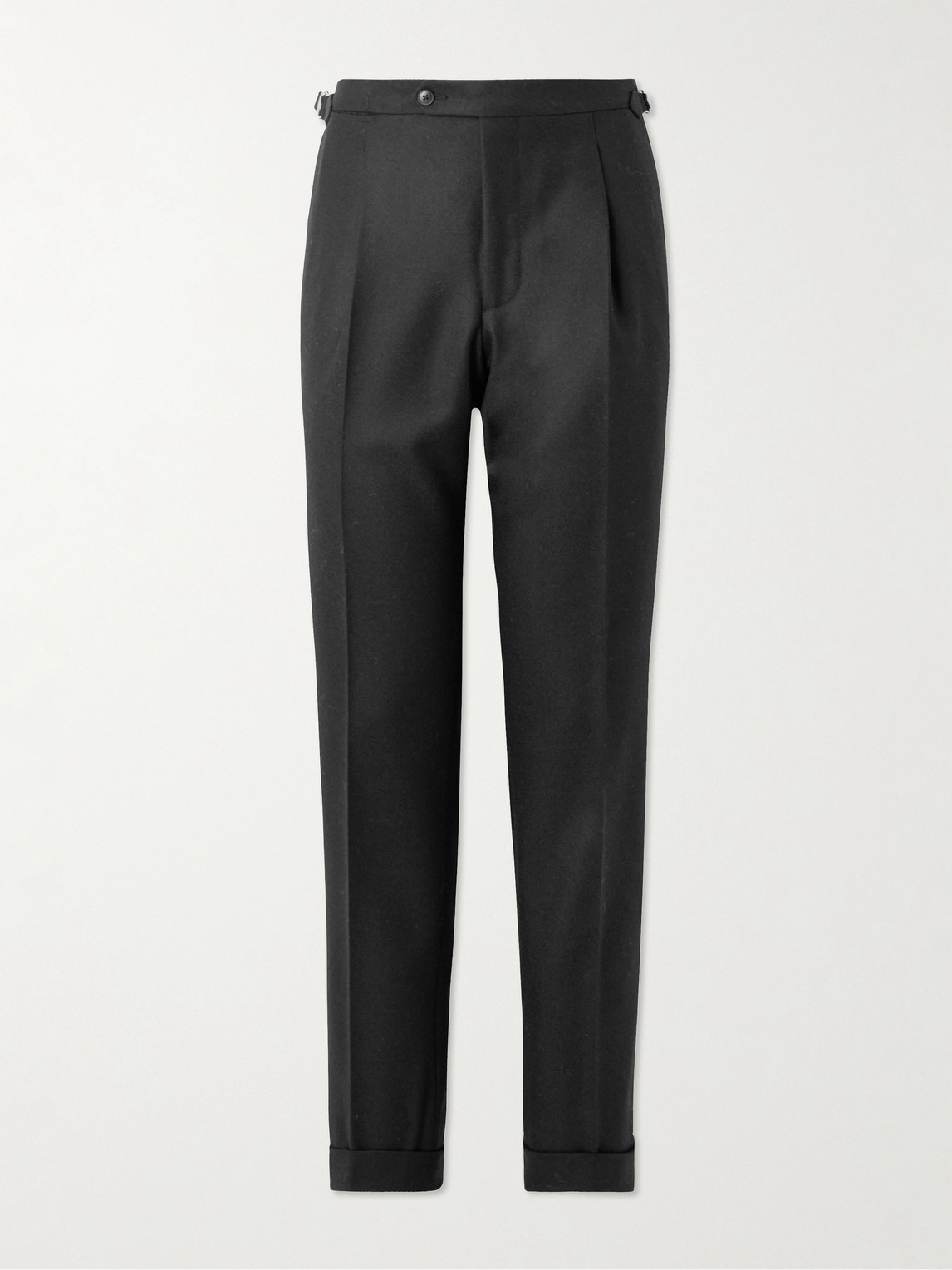 Saman Amel Tapered Pleated Wool-twill Suit Trousers In Black