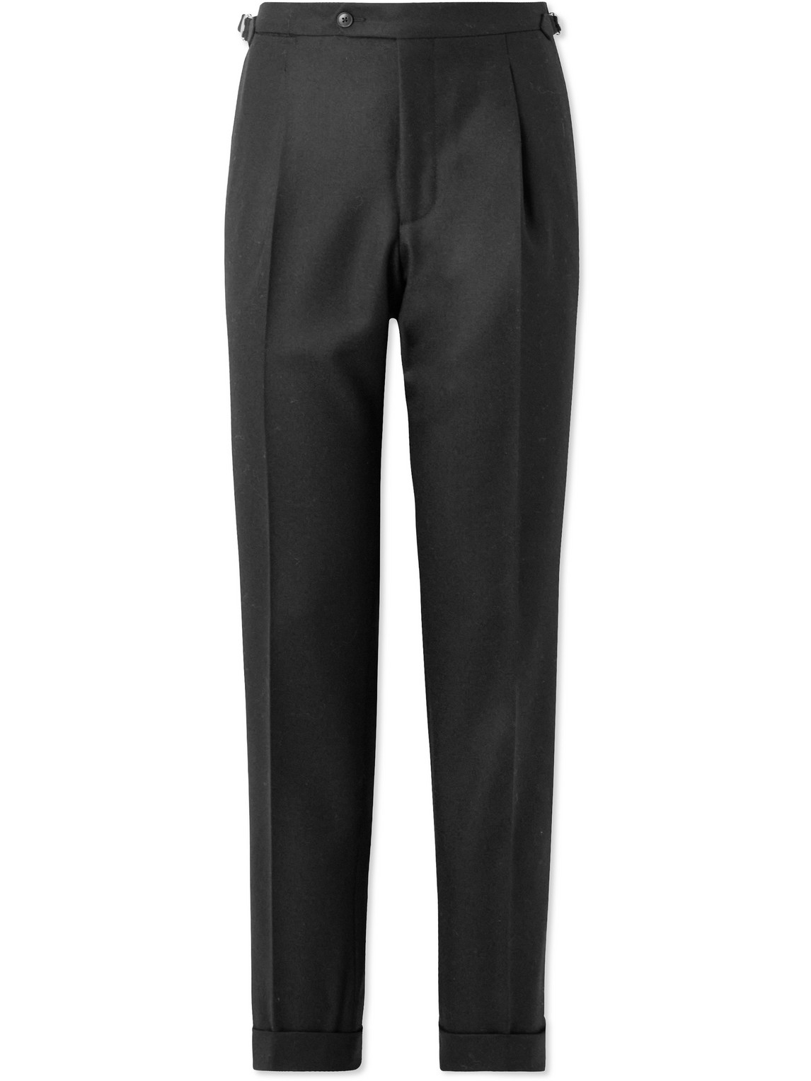 Saman Amel Tapered Pleated Wool-twill Suit Trousers In Black