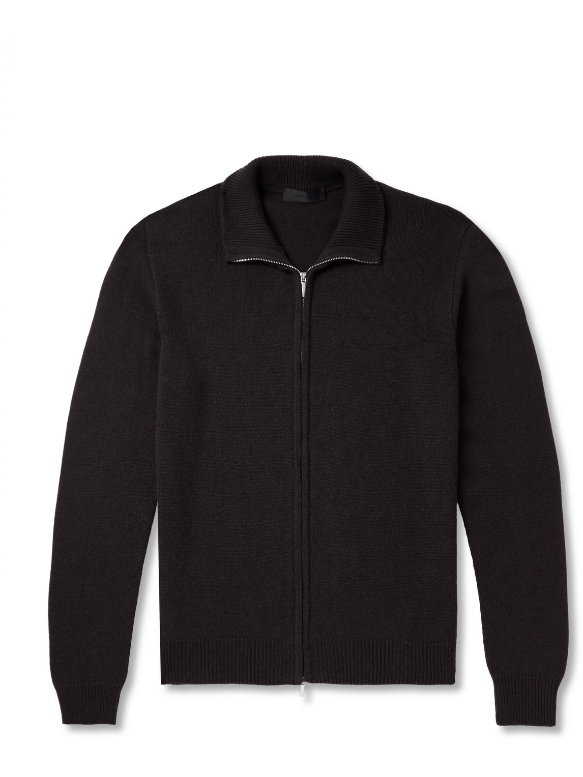 Saman Amel Ribbed Cashmere Zip-up Cardigan In Brown