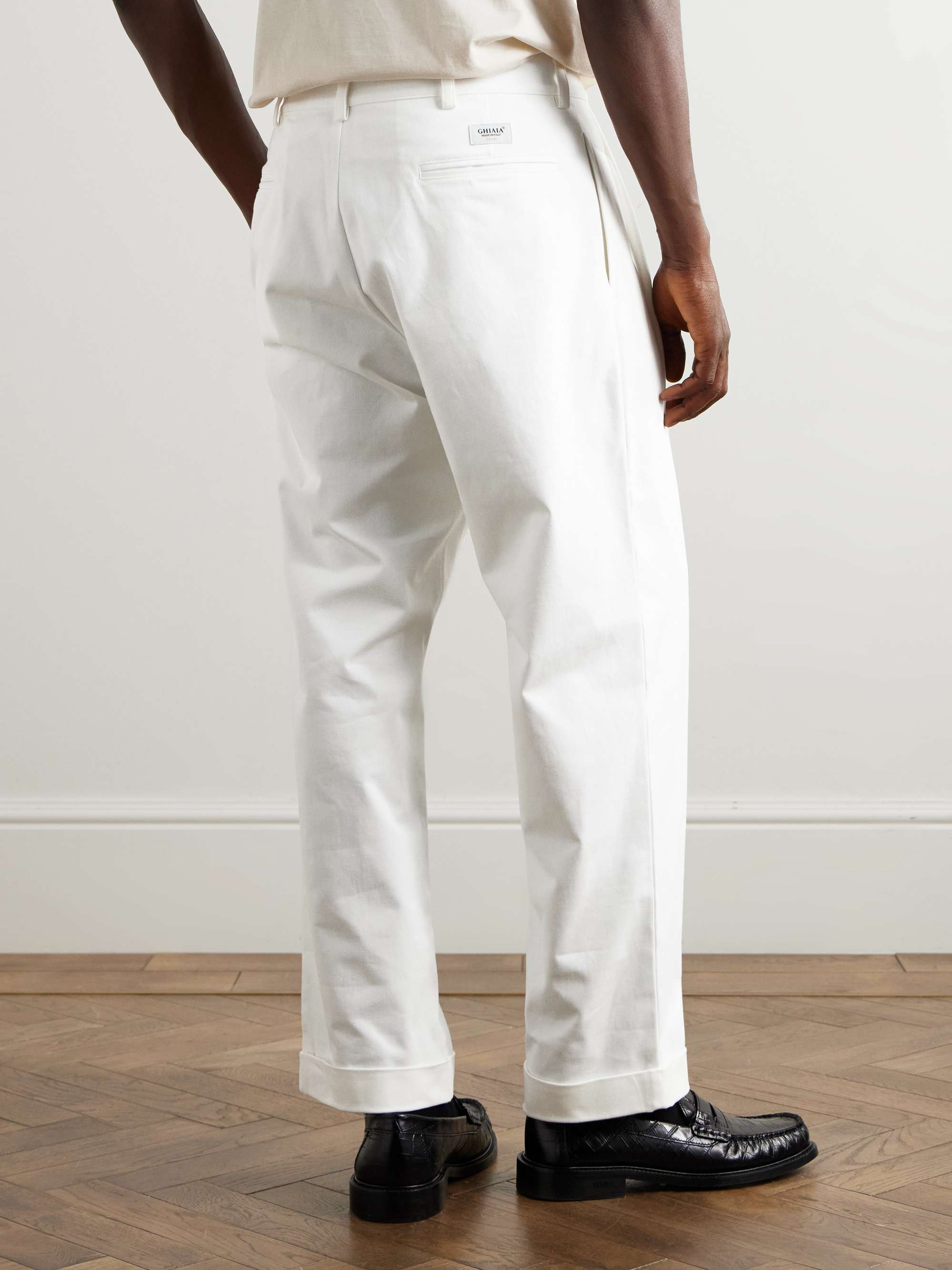 GHIAIA CASHMERE Marinaio Straight-Leg Pleated Cotton-Twill GHIAIA CASHMERE Marinaio Straight-Leg Pleated Cotton-Twill