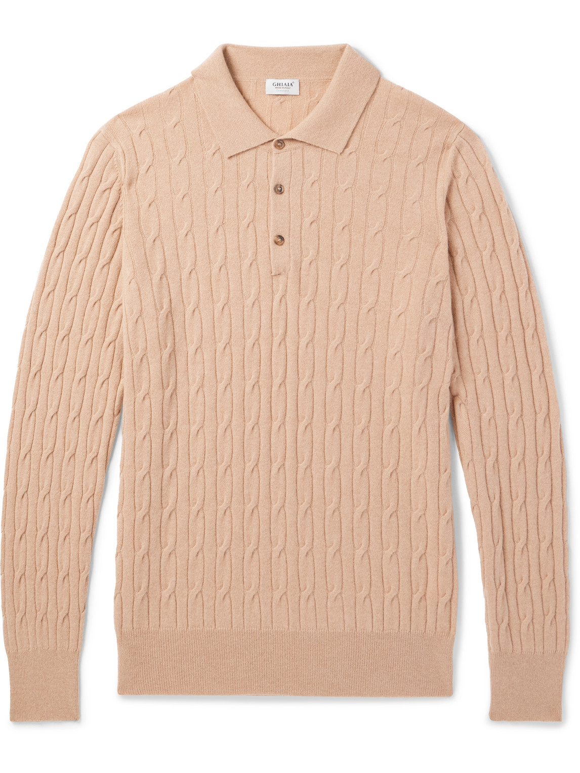 Cable-Knit Cashmere Polo Shirt
