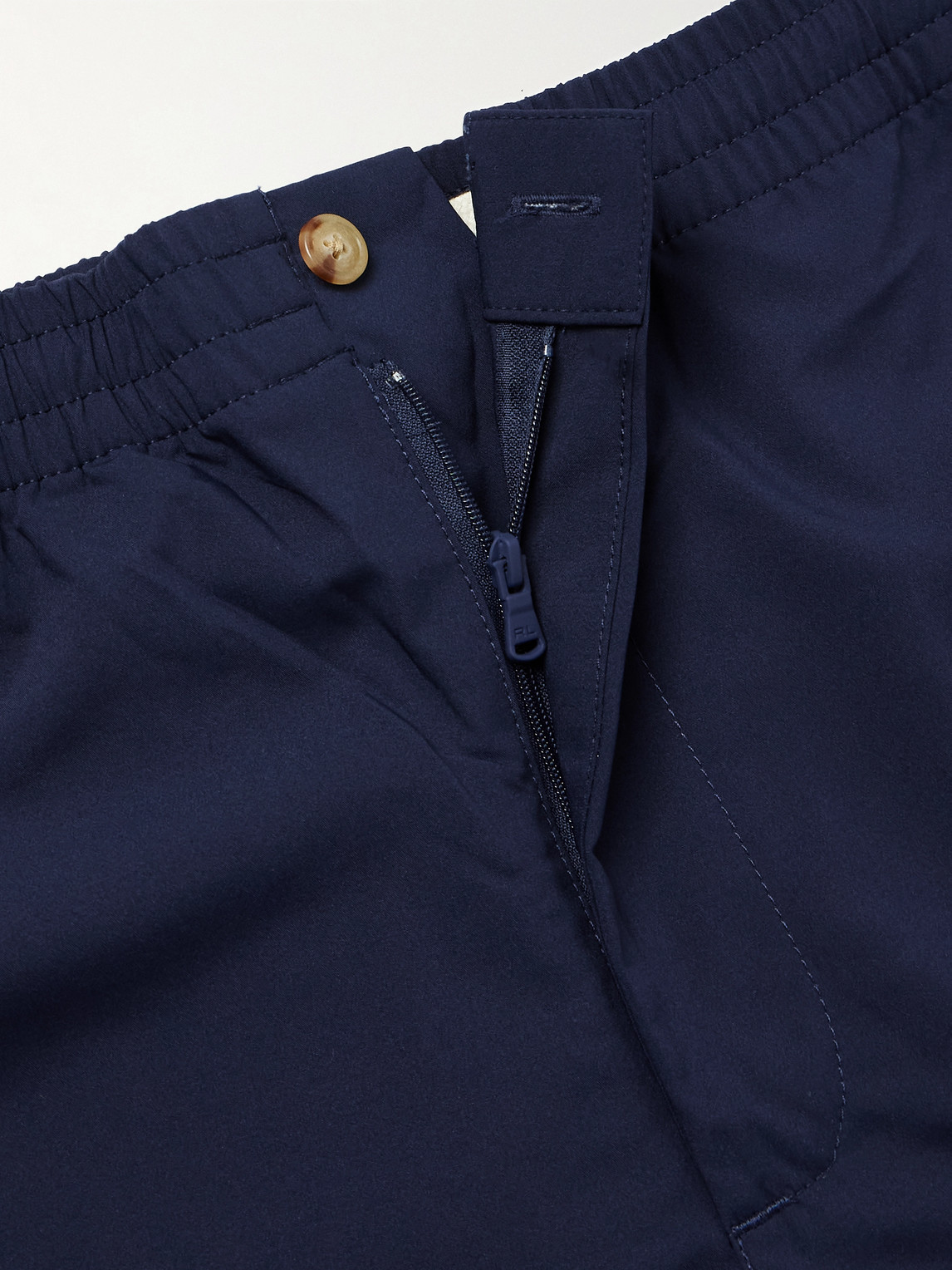 Polo Ralph Lauren Elastic Waistband Swim Shorts With Flap Pocket In Blue