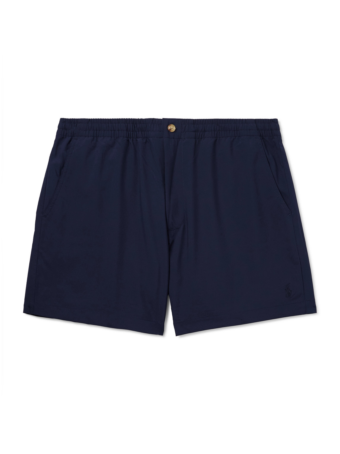 Polo Ralph Lauren Elastic Waistband Swim Shorts With Flap Pocket In Blue