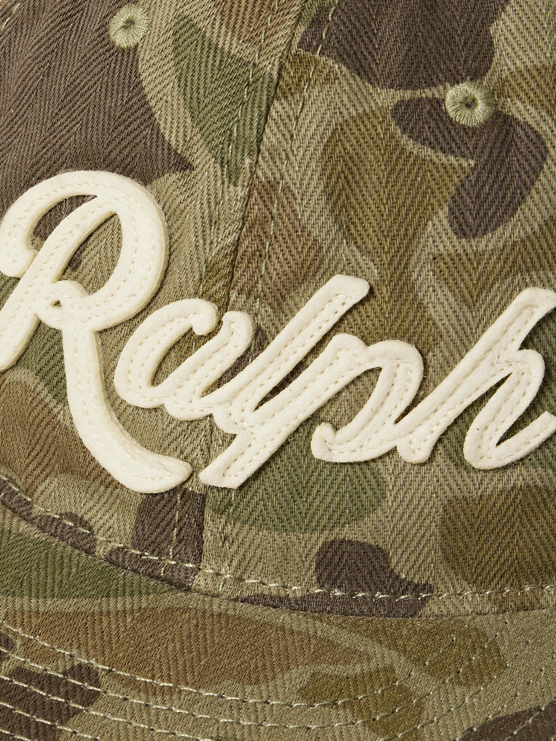 POLO RALPH LAUREN LOGO-APPLIQUÉD CAMOUFLAGE-PRINT HERRINGBONE COTTON BASEBALL CAP