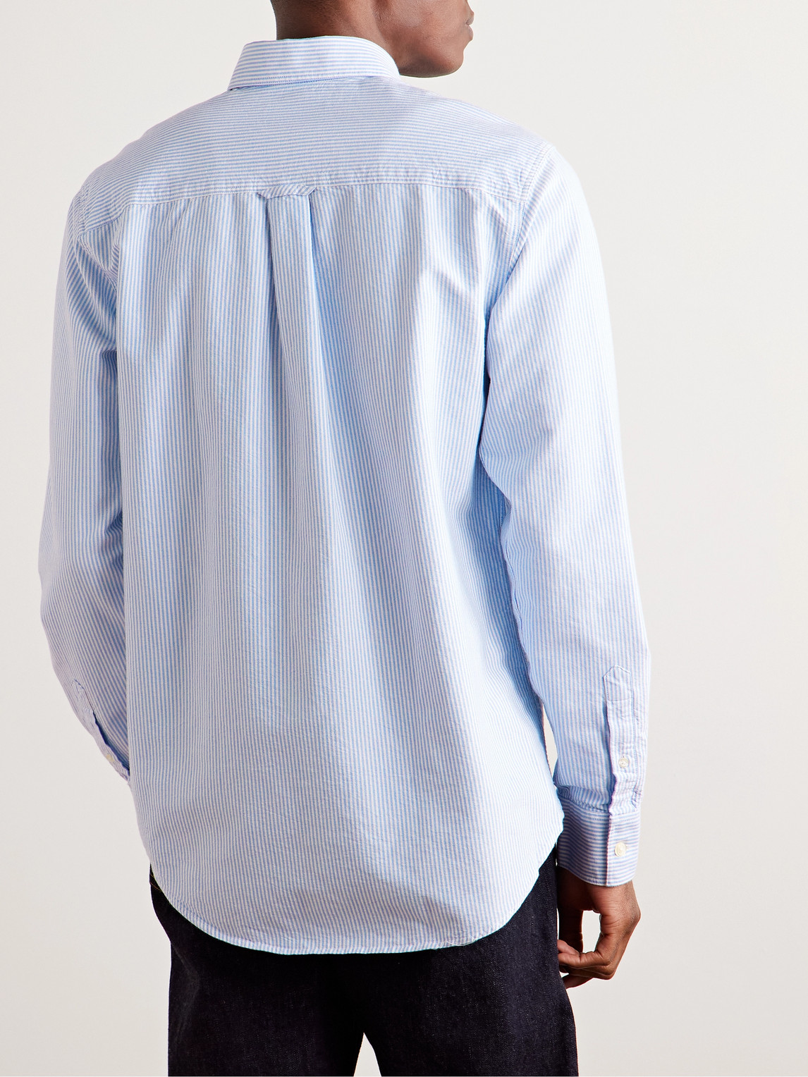 Colby 5910 Button-Down Collar Logo-Embroidered Striped Organic Cotton Shirt