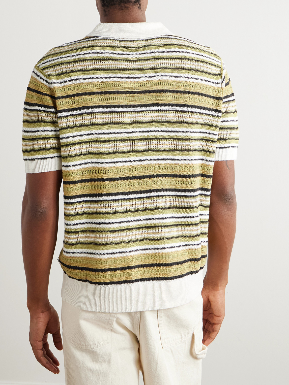 NN07 NOAM 6689 STRIPED LINEN POLO SHIRT