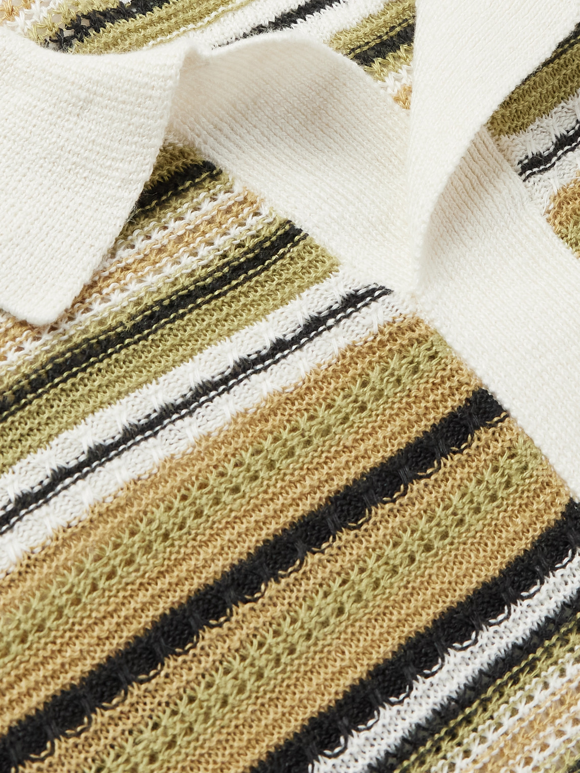 NN07 NOAM 6689 STRIPED LINEN POLO SHIRT