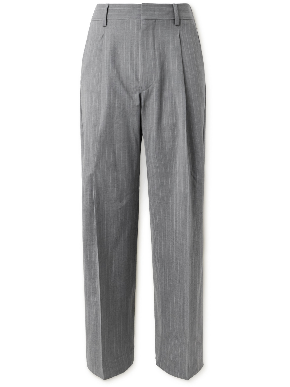 Nn07 Kay 1088 Tapered Pleated Pinstriped Recycled Woven Trousers In Gray