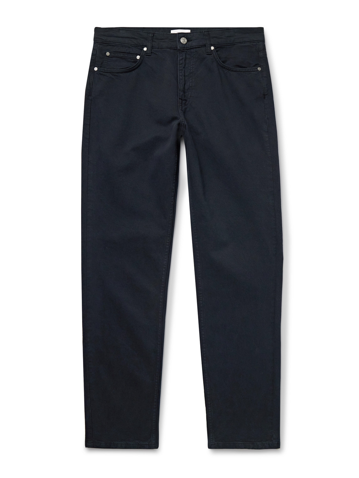 Nn07 Tony 1923 Slim-fit Garment-dyed Organic Cotton-blend Twill Trousers In Blue