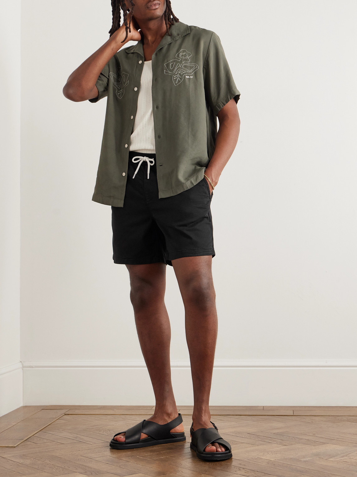 NN07 GREGOR STRAIGHT-LEG TENCEL™ LYOCELL AND LENZING™ ECOVERO™-BLEND TWILL DRAWSTRING SHORTS