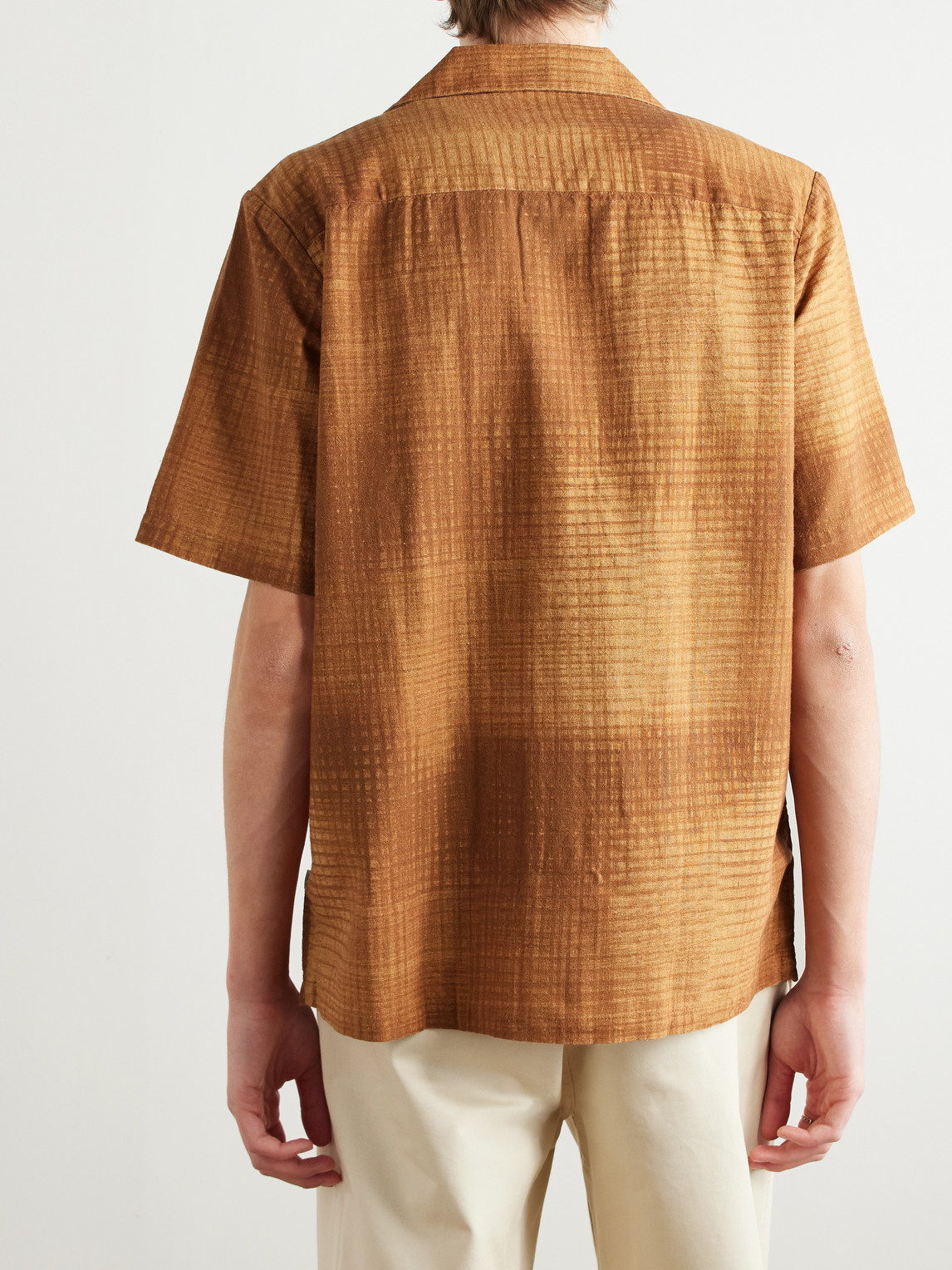 Nn07 Daniel Convertible-collar Checked Linen And Organic Cotton-blend Shirt In Brown