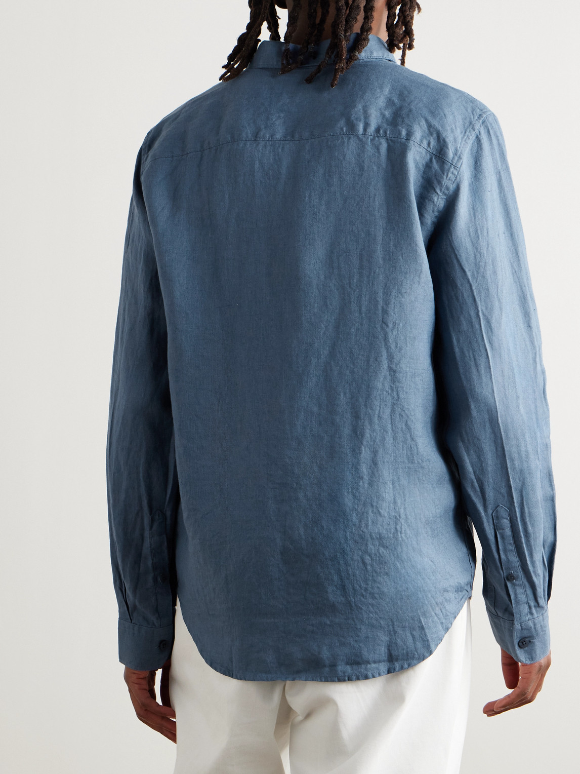 Nn07 Enzo 5708 Linen Shirt In Blue