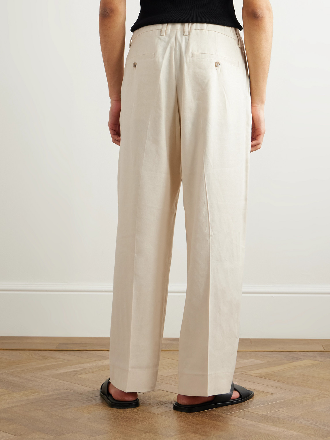 Nn07 Kay 1808 Straight-leg Lenzing™ Ecovero™ And Linen-blend Trousers In Neutrals