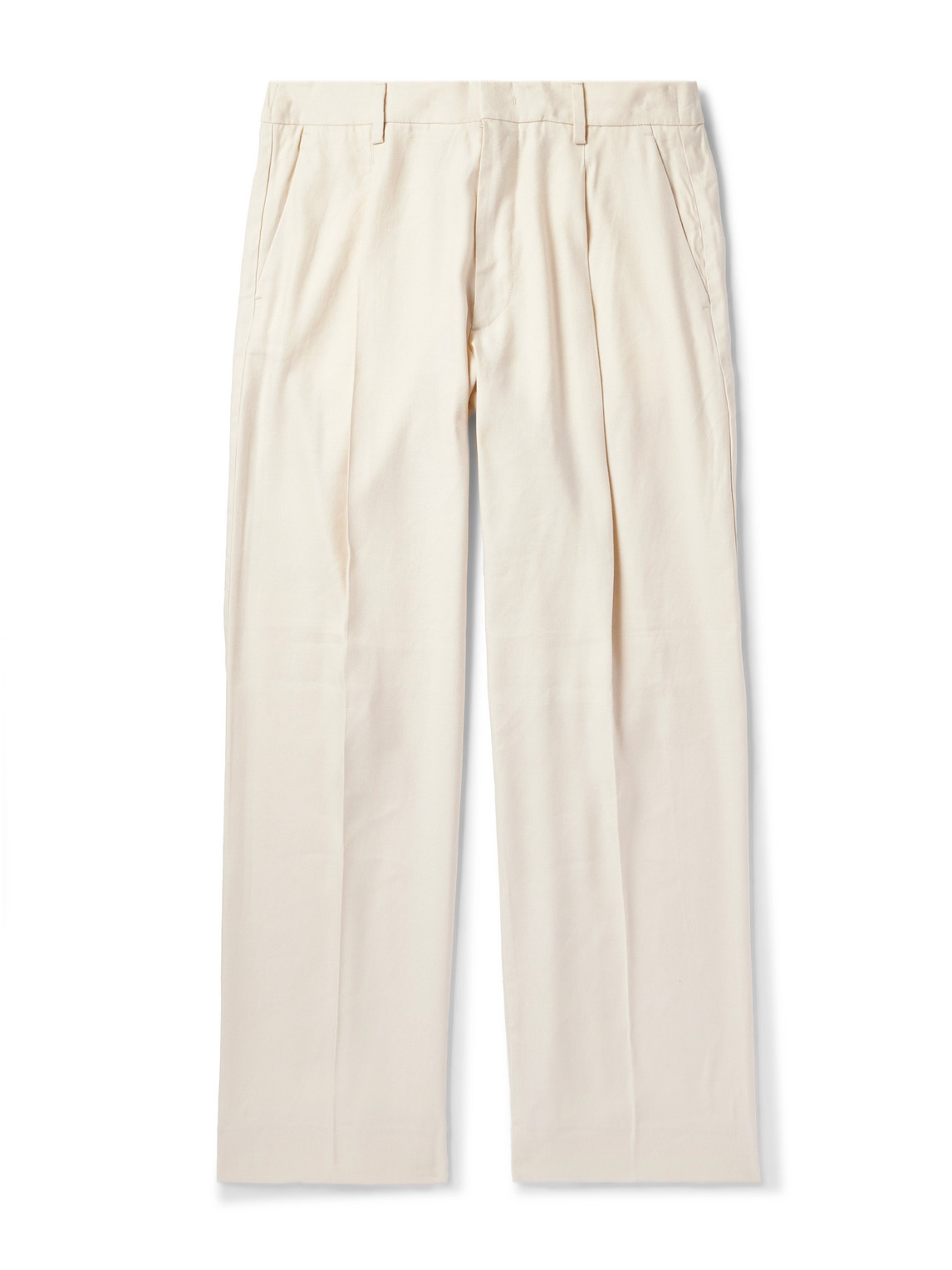 Nn07 Kay 1808 Straight-leg Lenzing™ Ecovero™ And Linen-blend Trousers In Neutrals