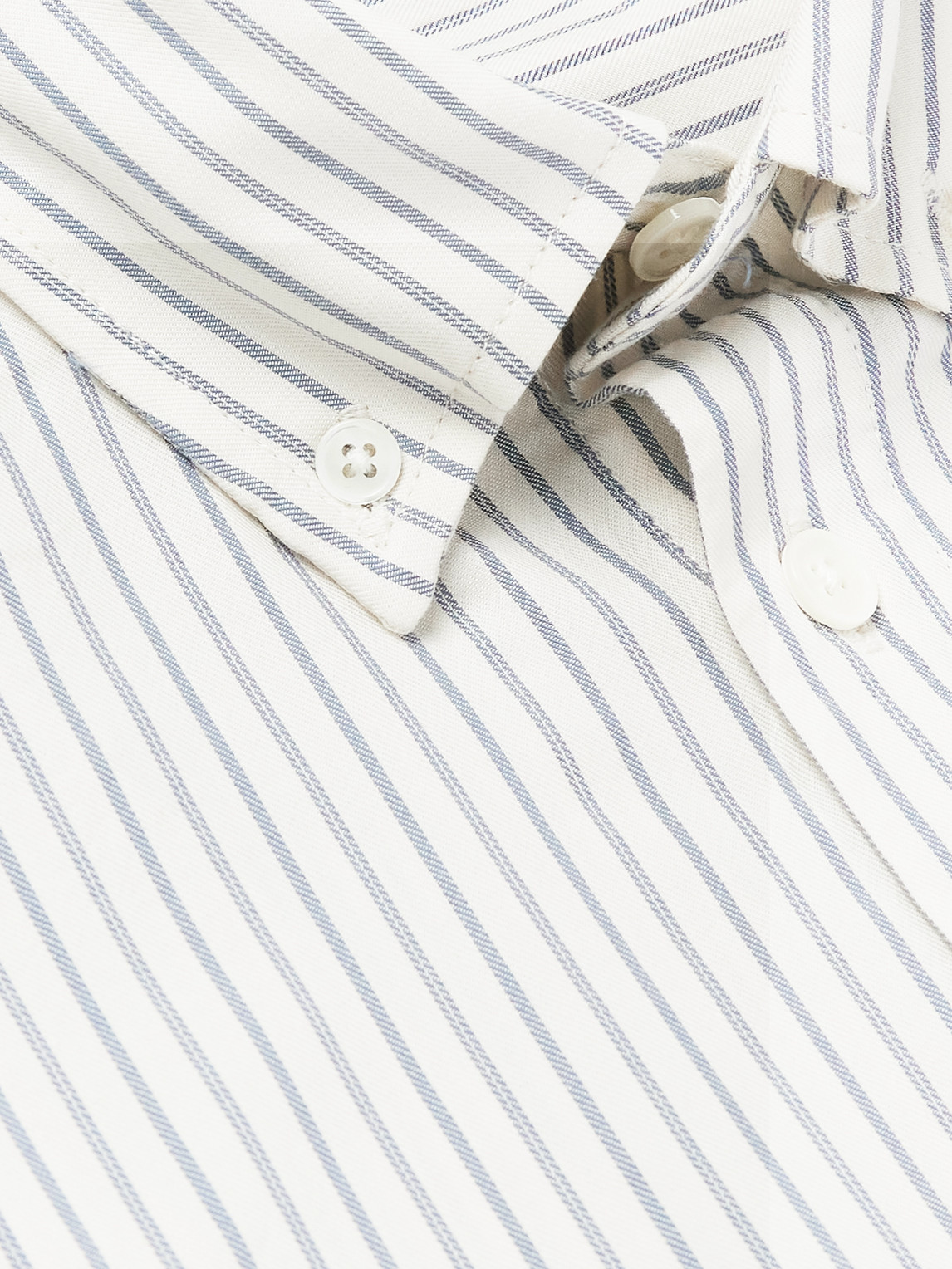 Nn07 Arne 5655 Button-down Collar Striped Organic Cotton And Tencel™ Modal-blend Twill Shirt In White