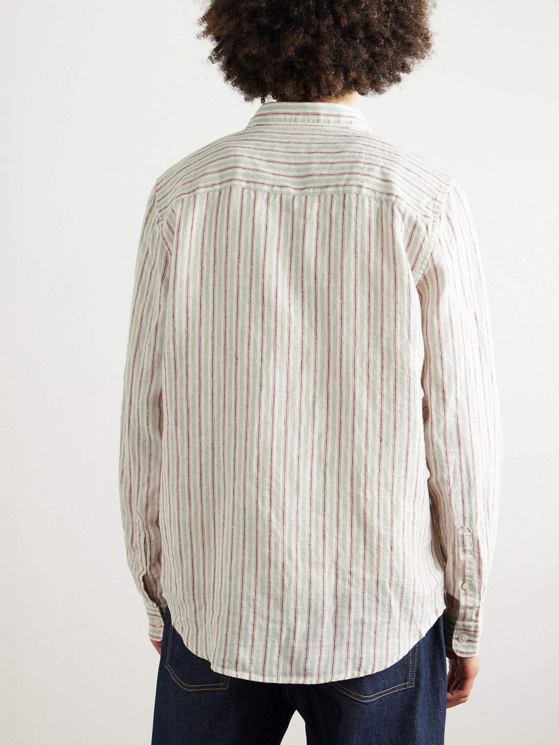 Nn07 Enzo 5728 Striped Linen Shirt In Neutrals