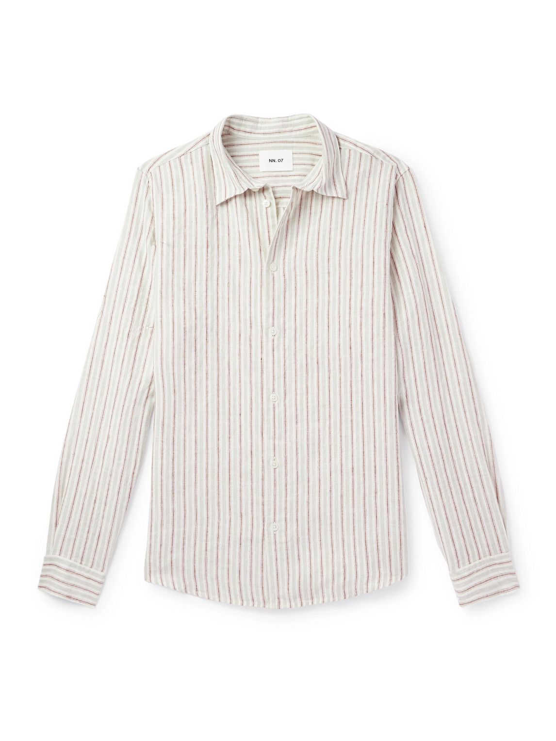 Nn07 Enzo 5728 Striped Linen Shirt In Neutrals
