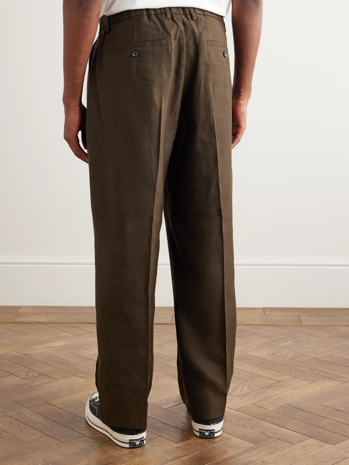 Shop Nn07 Kay 1808 Straight-leg Lenzing™ Ecovero™ And Linen-blend Trousers