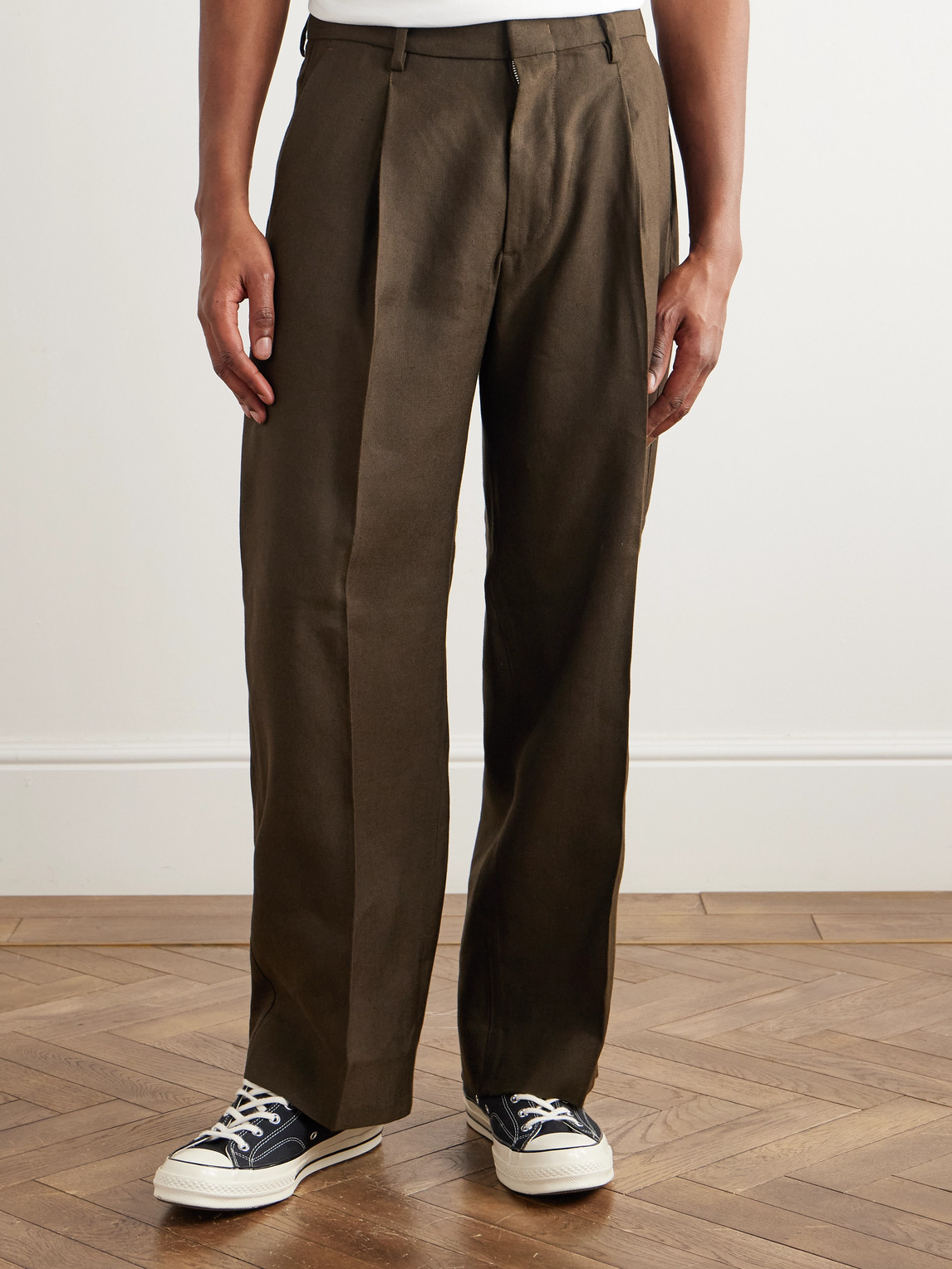 Shop Nn07 Kay 1808 Straight-leg Lenzing™ Ecovero™ And Linen-blend Trousers