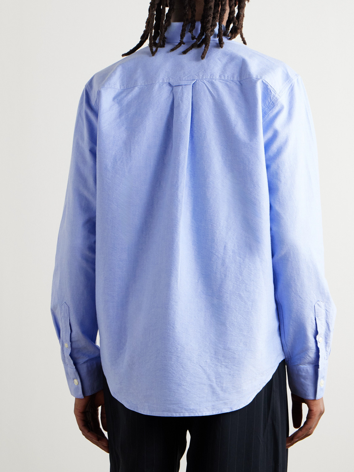 Nn07 Colby 5910 Button-down Collar Logo-embroidered Organic Cotton Shirt In Blue