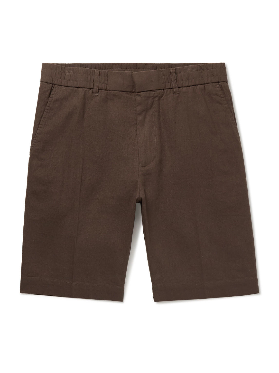 Nn07 Billie 5397 Straight-leg Linen And Organic Cotton-blend Shorts In Brown