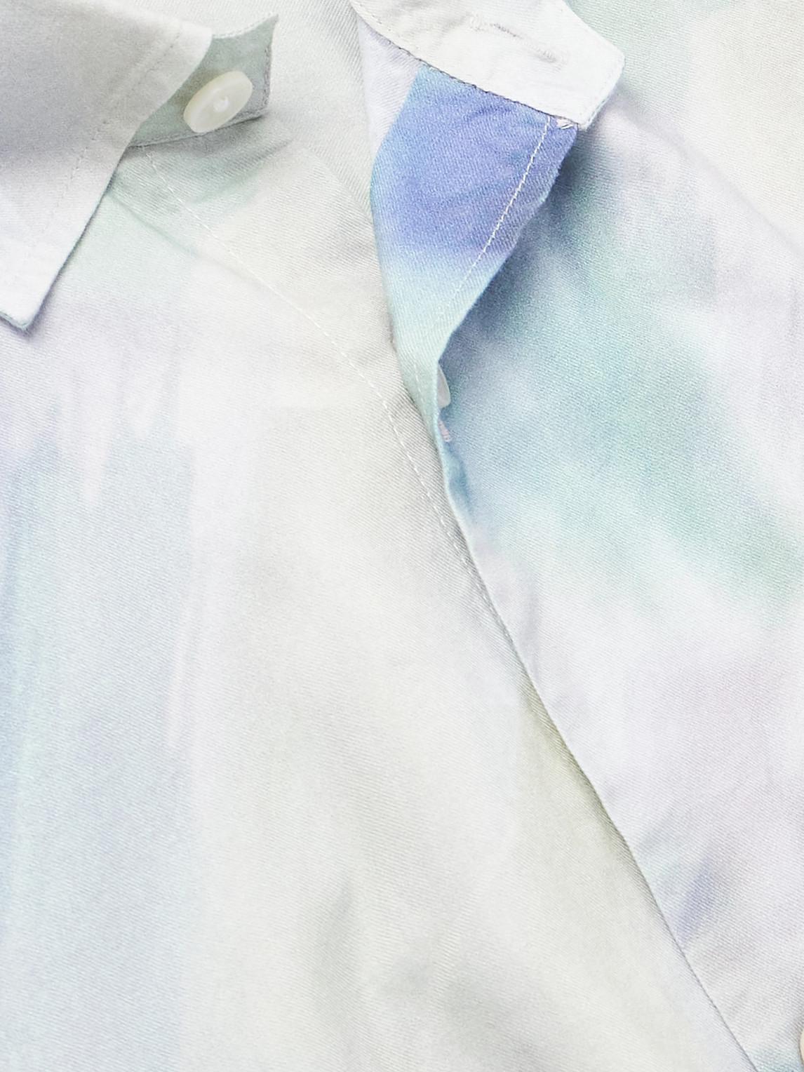 Nn07 Freddy 5654 Watercolor Print Organic Cotton Blend Button-up Shirt In Blue