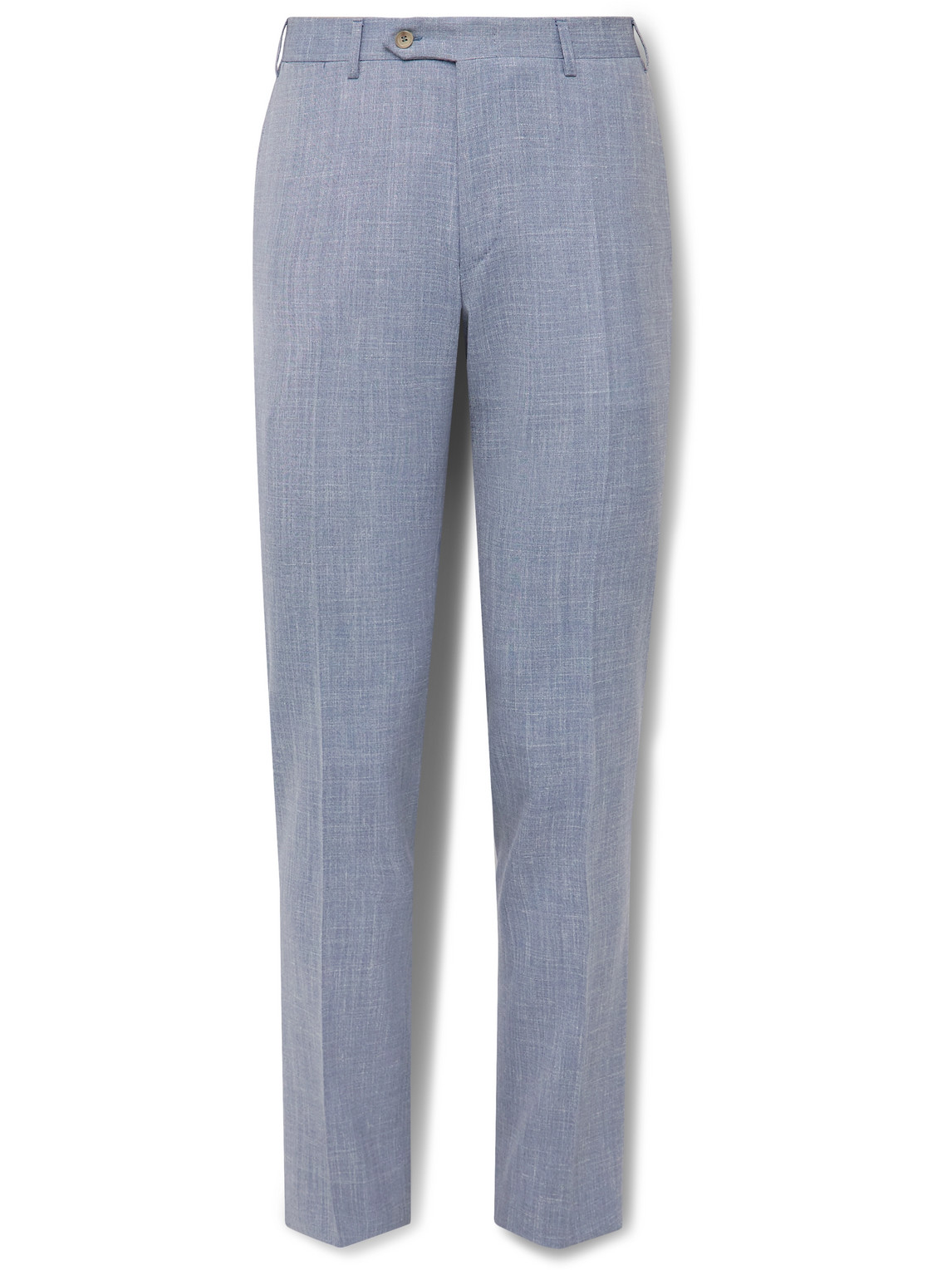 Canali Kei Slim-fit Straight-leg Wool, Silk And Linen-blend Suit Trousers In Blue