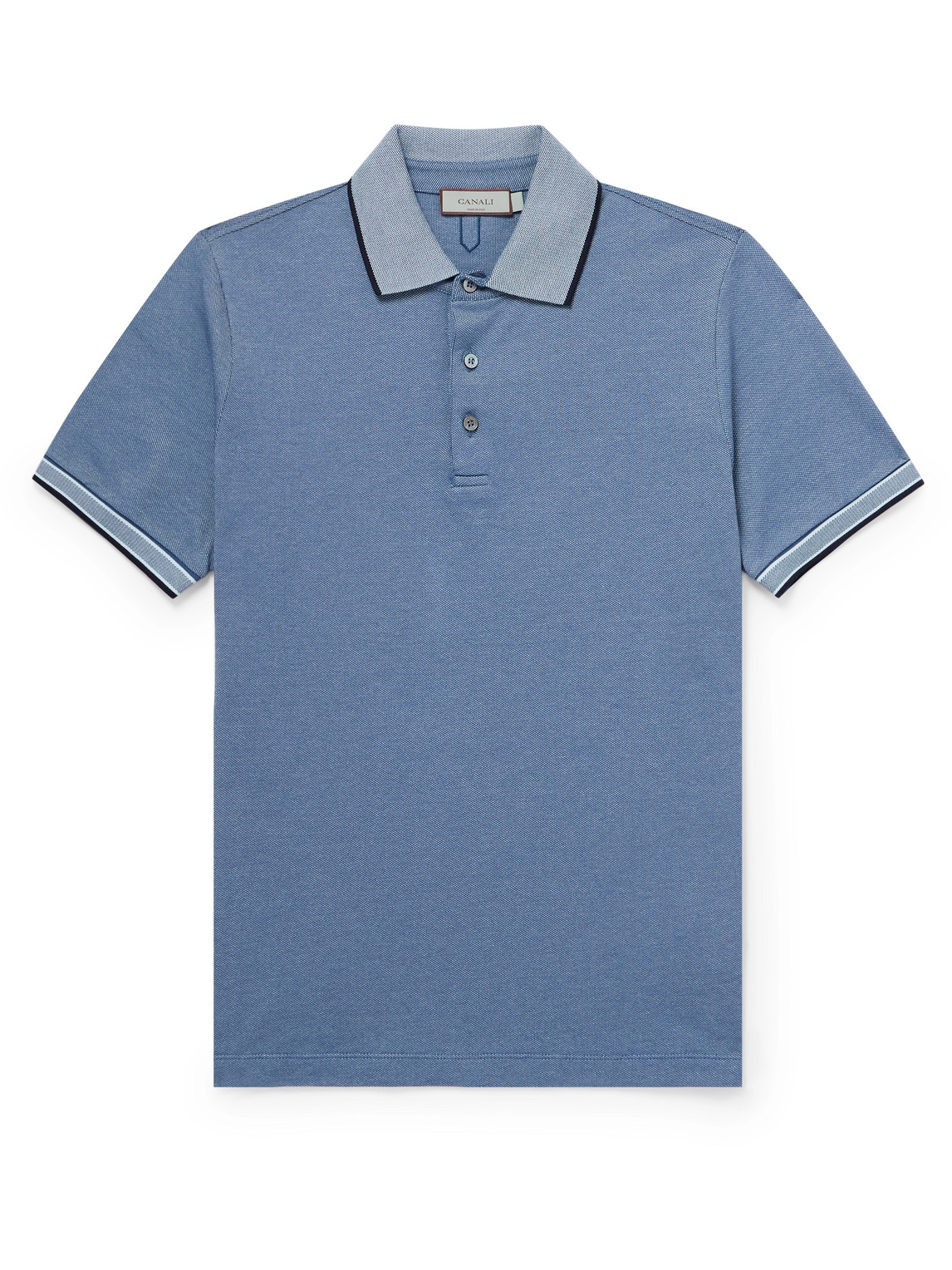 Canali Short-sleeved Polo Shirt In Blue