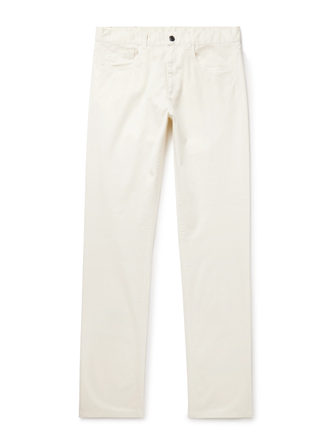 Slim-Fit Straight-Leg Cotton-Blend Twill Trousers