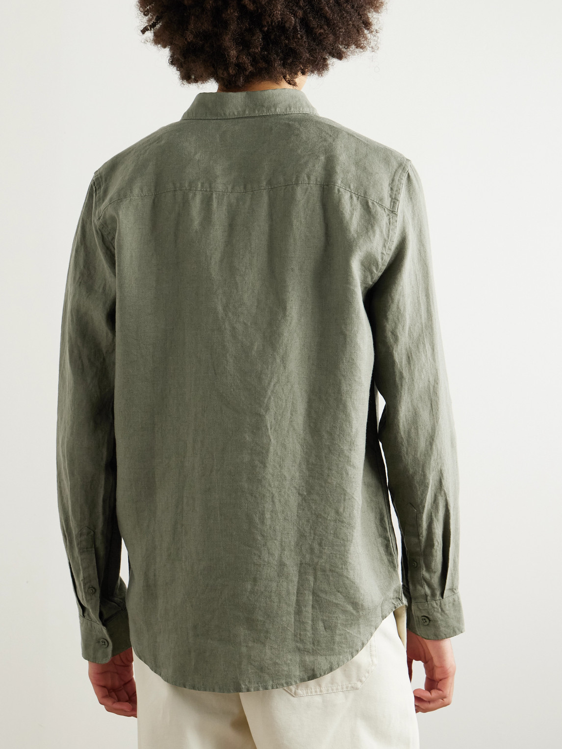 Nn07 Enzo 5708 Linen Shirt In Green