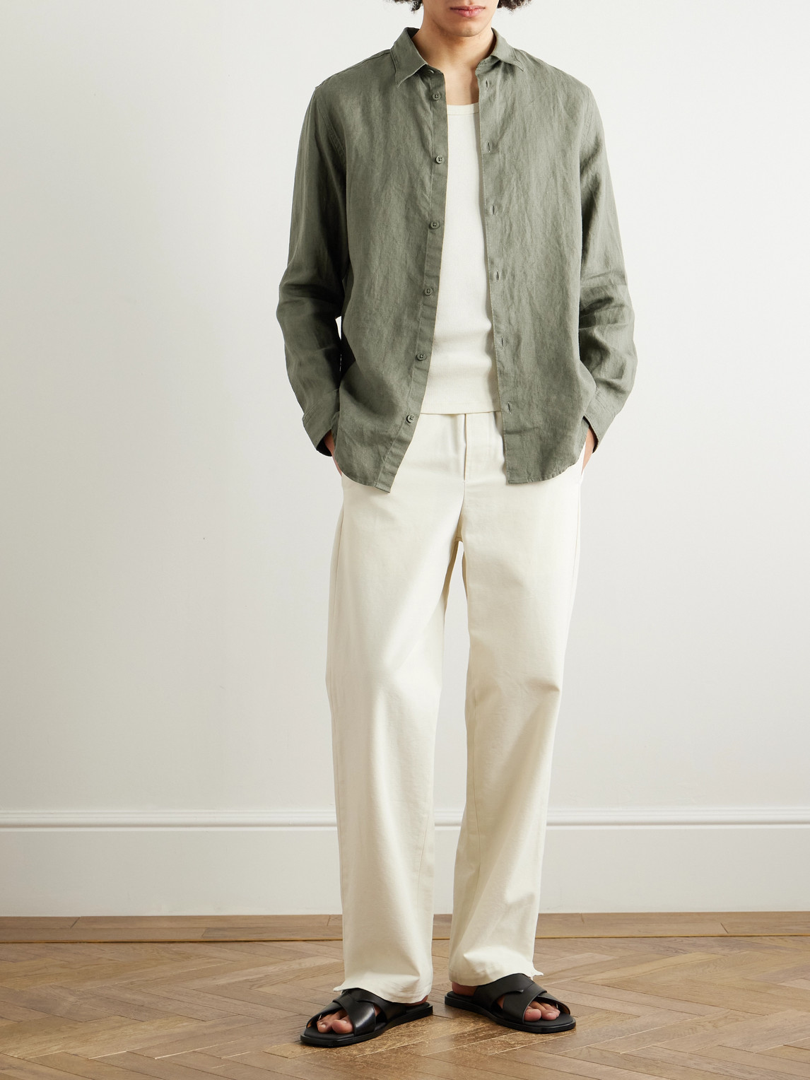 Nn07 Enzo 5708 Linen Shirt In Green