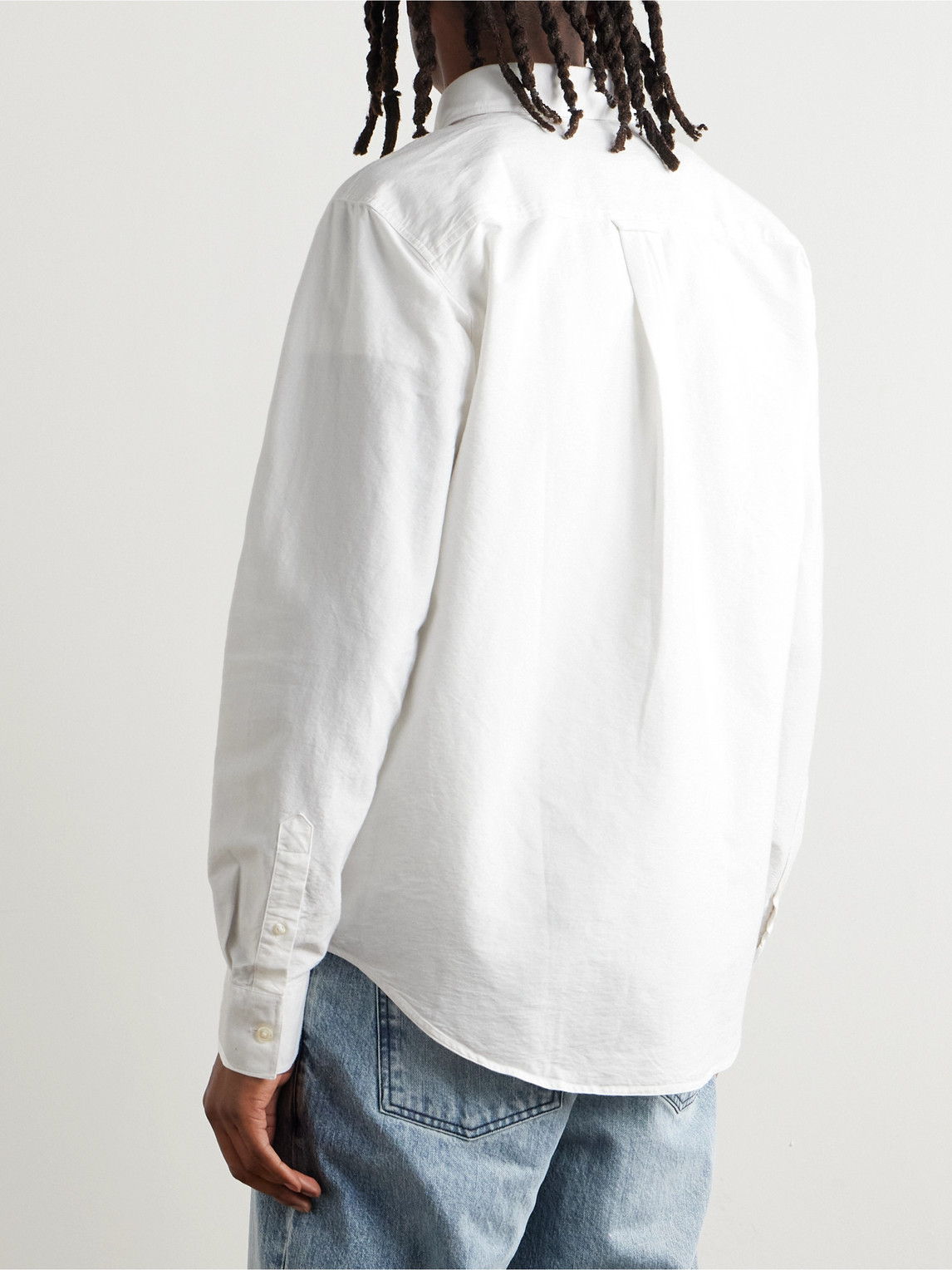 Nn07 Colby 5910 Button-down Collar Logo-embroidered Organic Cotton Shirt In White