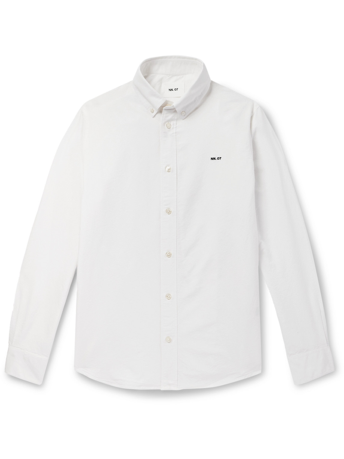 Nn07 Colby 5910 Button-down Collar Logo-embroidered Organic Cotton Shirt In White