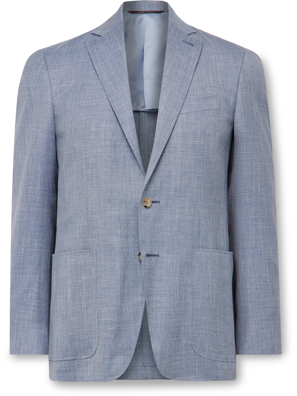 Canali Kei Unstructured Wool And Silk-blend Blazer In Blue