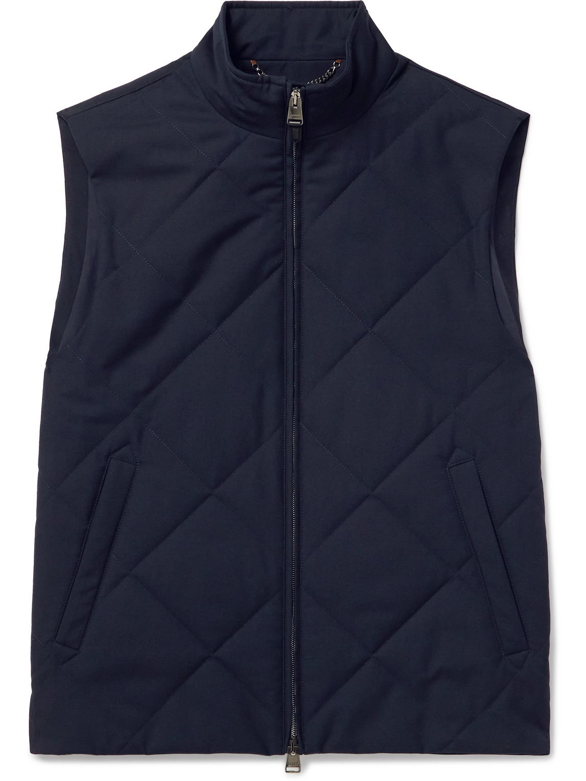 Canali Quilted Shell Gilet In Blue