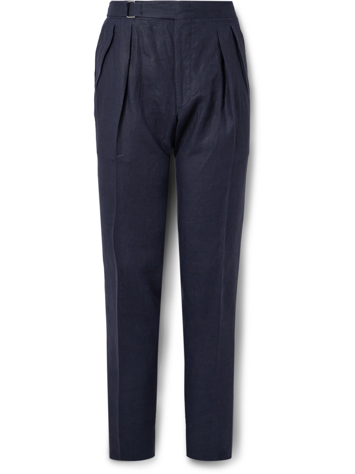 Slim-Fit Straight-Leg Pleated Garment-Dyed Linen Trousers