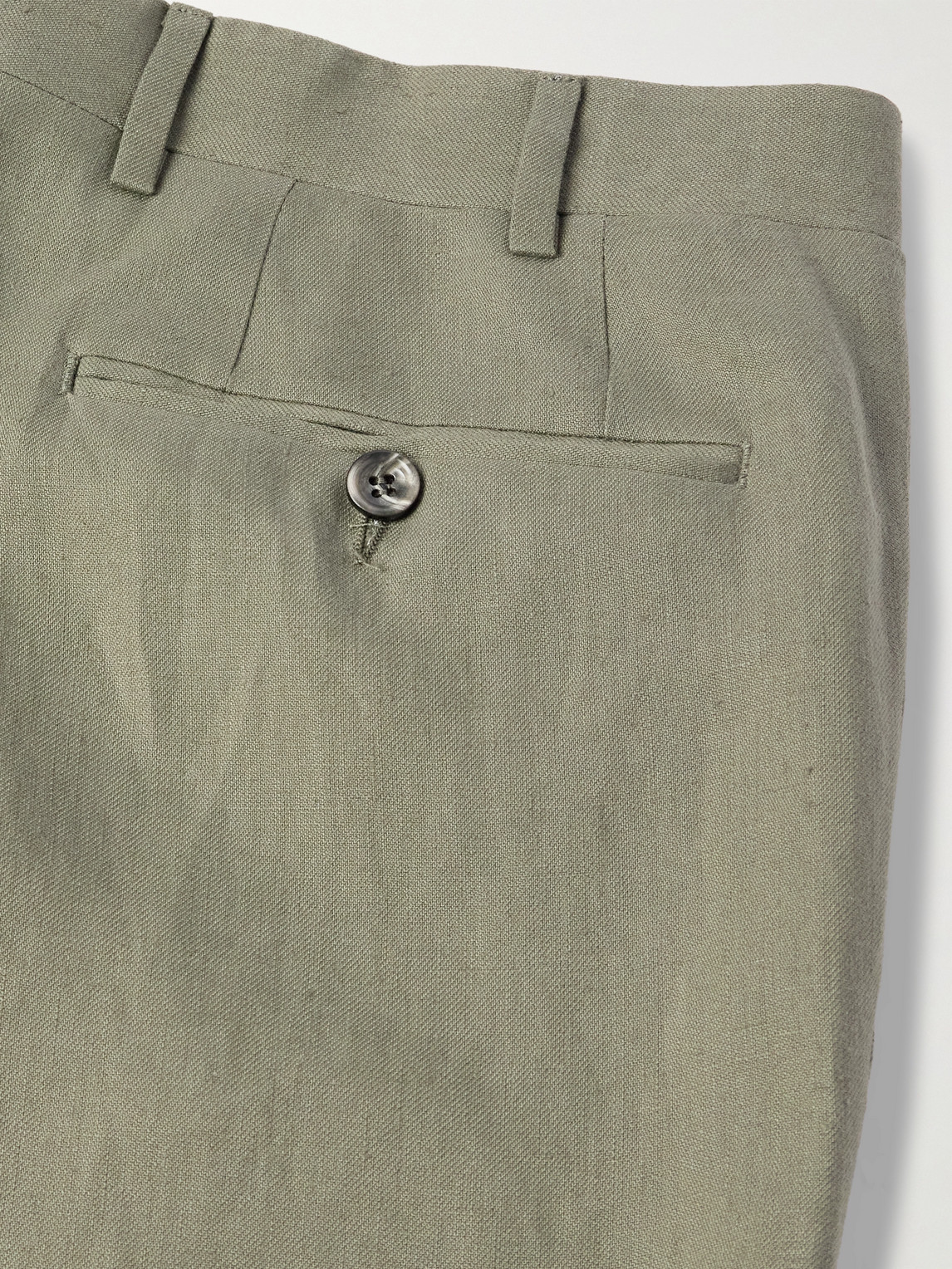 Canali Slim-fit Linen Suit Trousers In Green