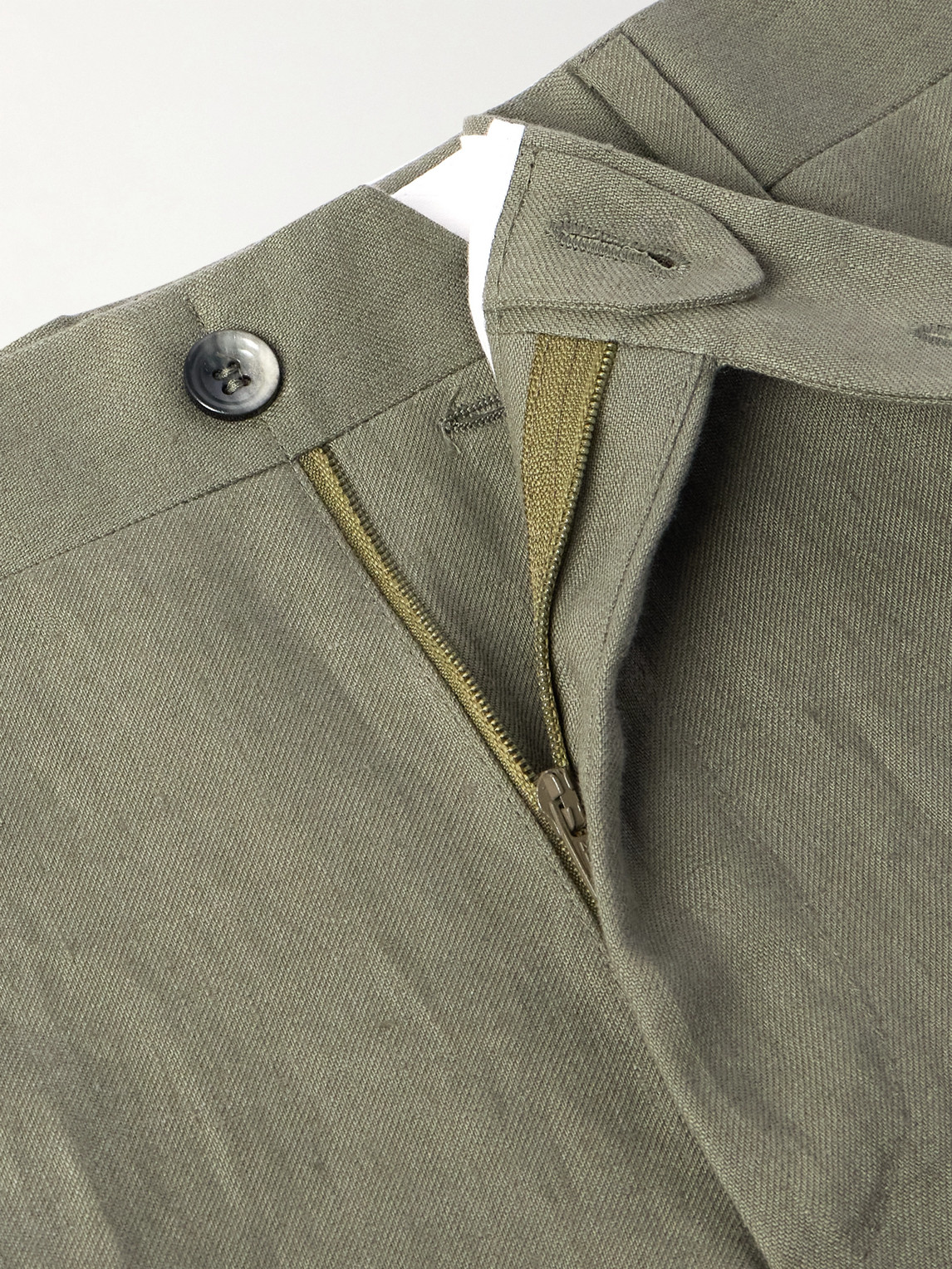 Canali Slim-fit Linen Suit Trousers In Green