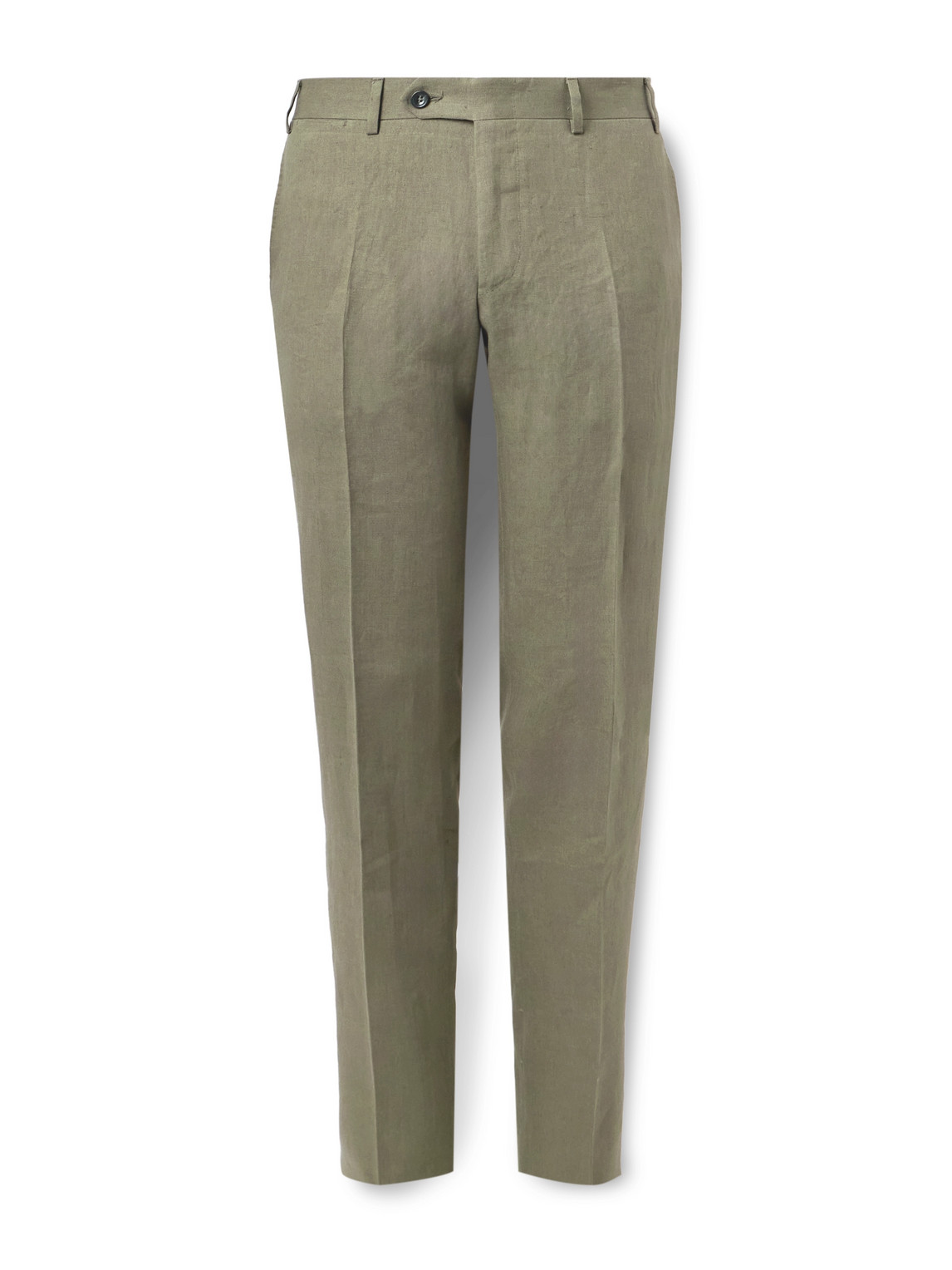 Canali Slim-fit Linen Suit Trousers In Green