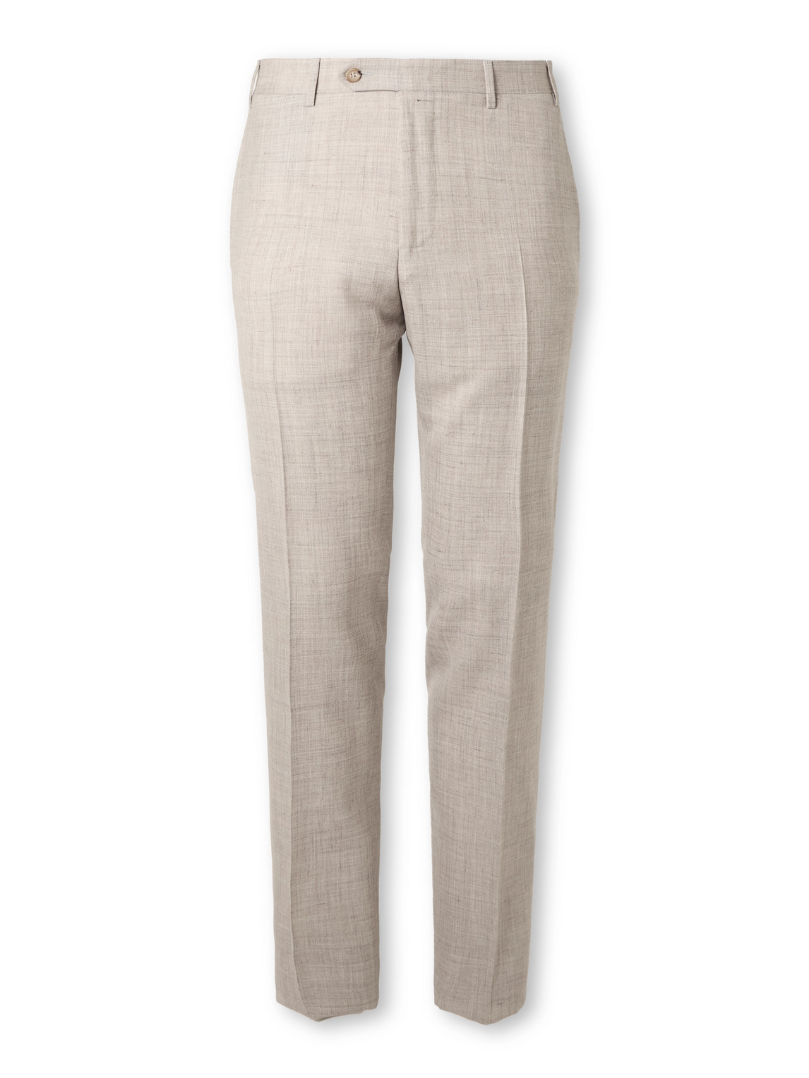 Canali Wool, Silk And Linen-blend Suit Trousers In Gray