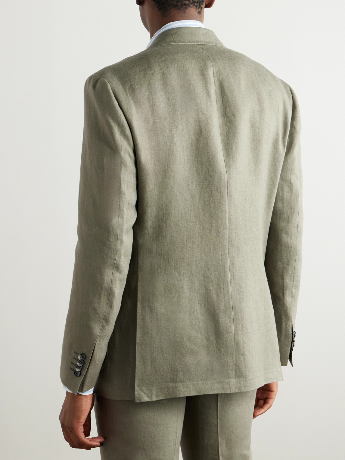 Canali Linen Suit Jacket In Green