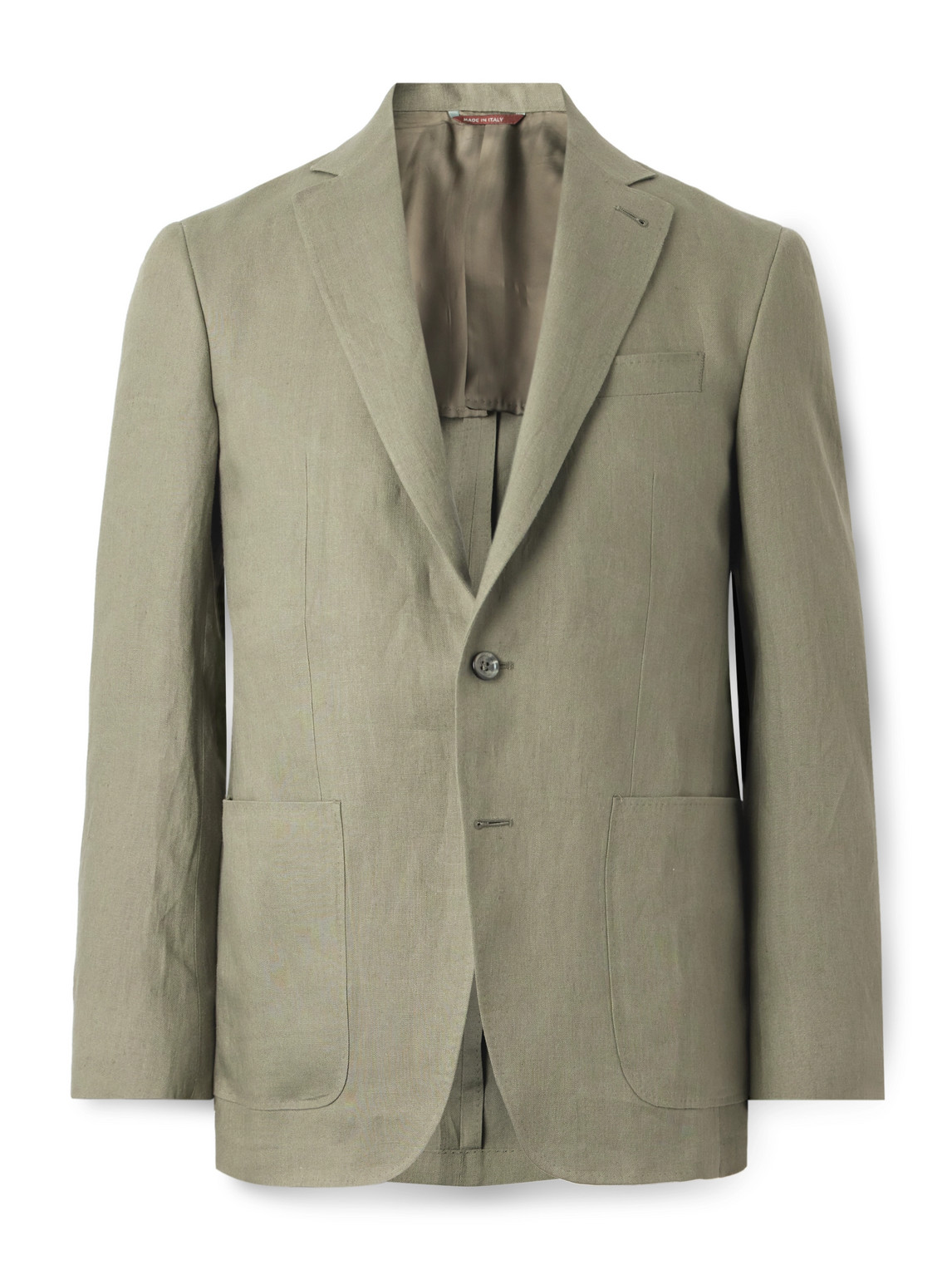 Canali Linen Suit Jacket In Green