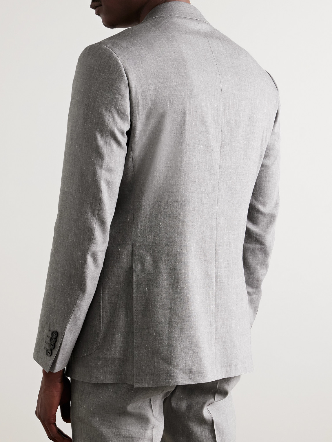 Canali Kei Slim-fit Linen And Wool-blend Suit Jacket In Gray