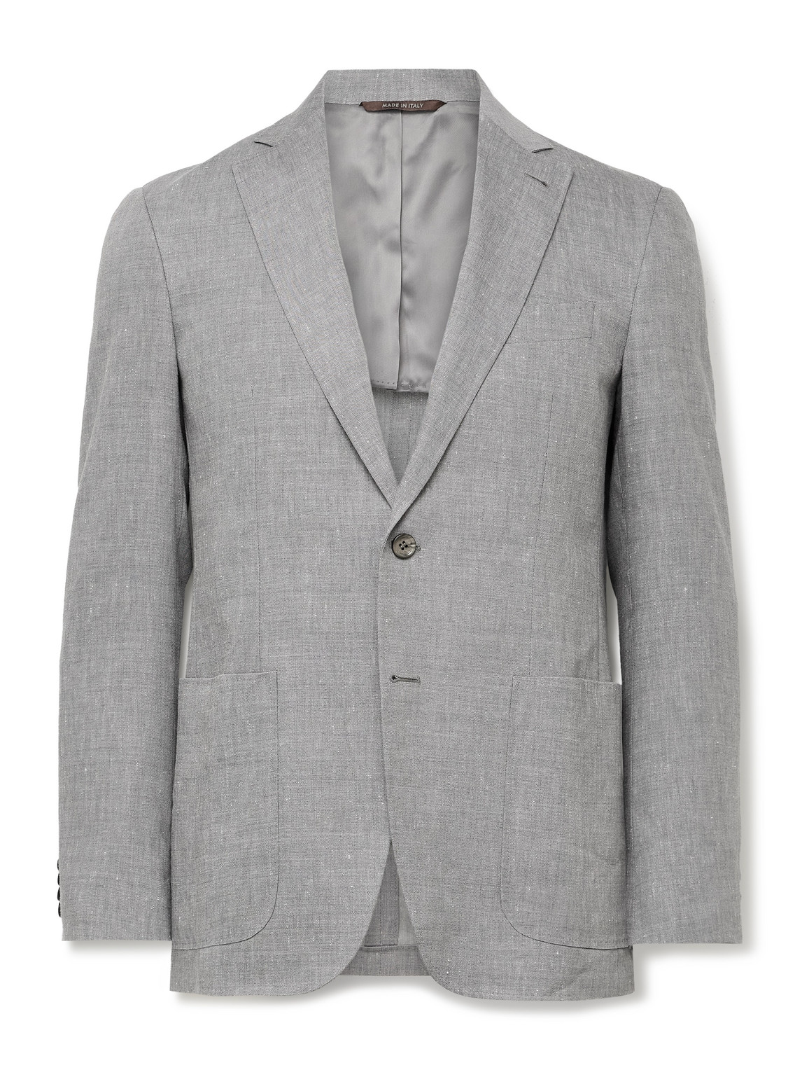 Canali Kei Slim-fit Linen And Wool-blend Suit Jacket In Grey
