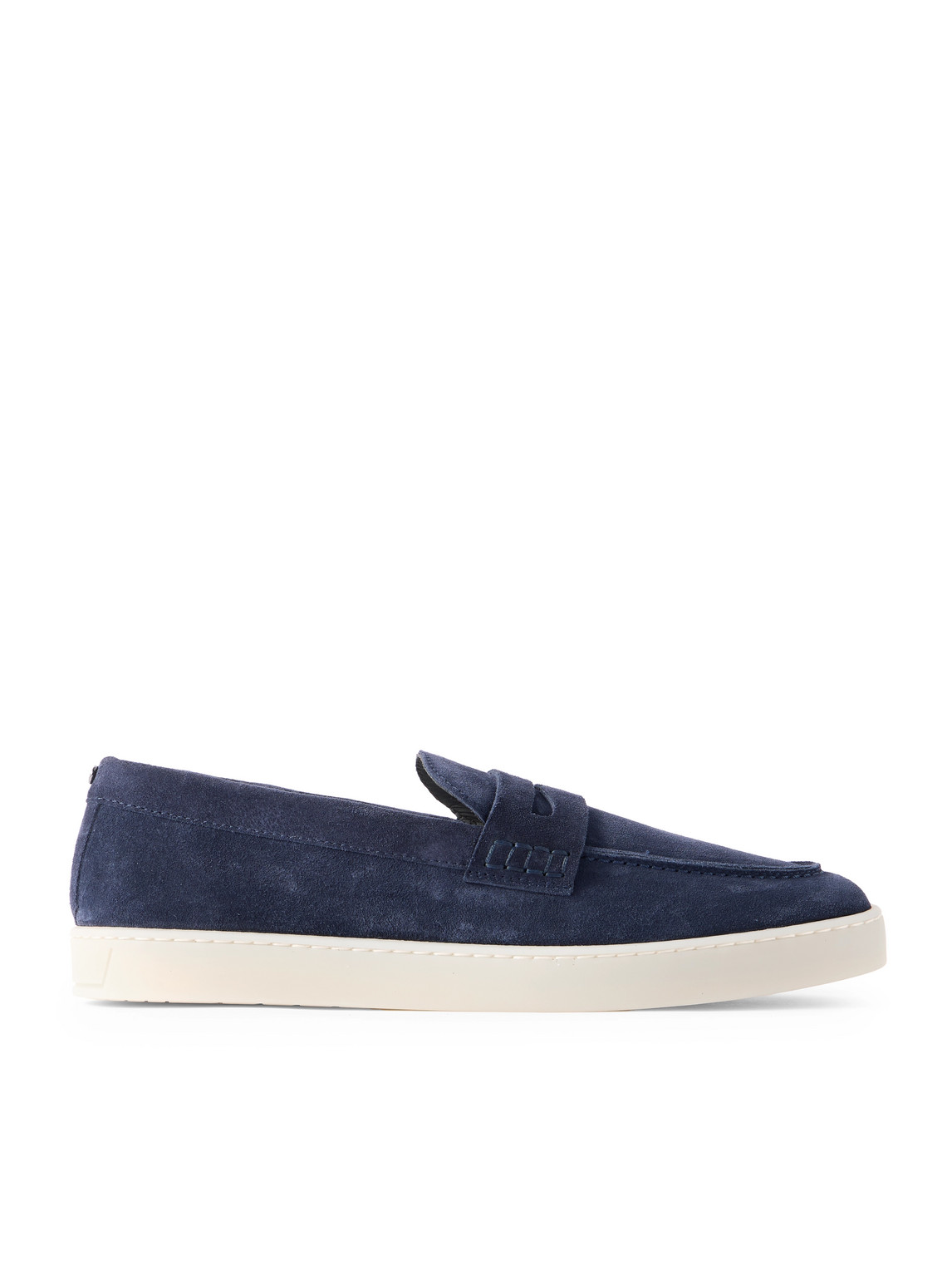 Canali Suede Penny Loafers In Blue